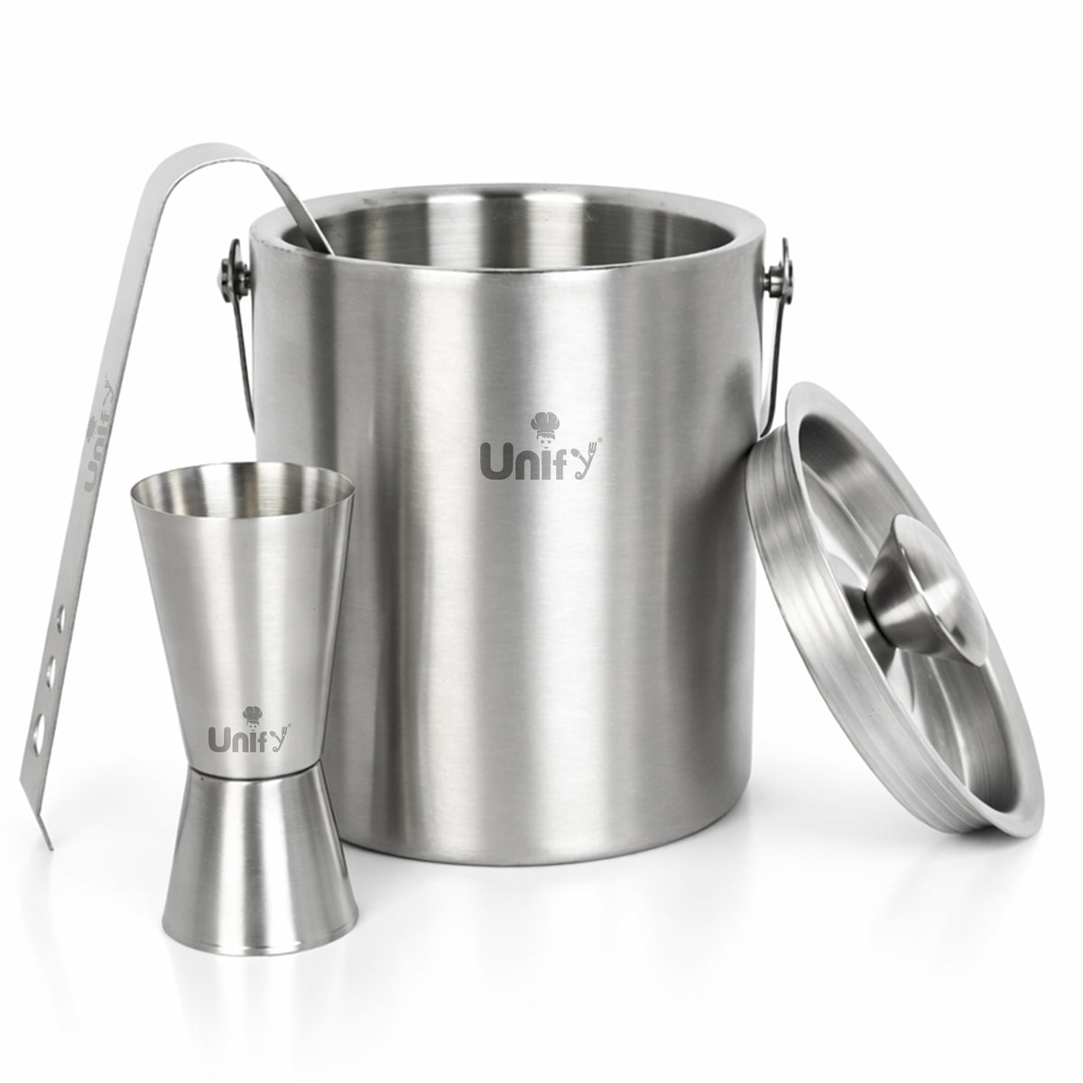 Bar & Cocktail Accessories 1l Stainless Steel Silver Ice Bucket Set – Parage
