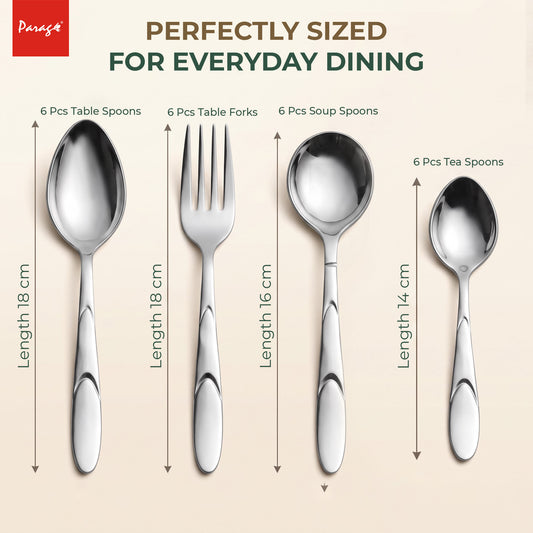 Cutlery Set 24 pcs Stainless Steel Silver Luxury – Parage