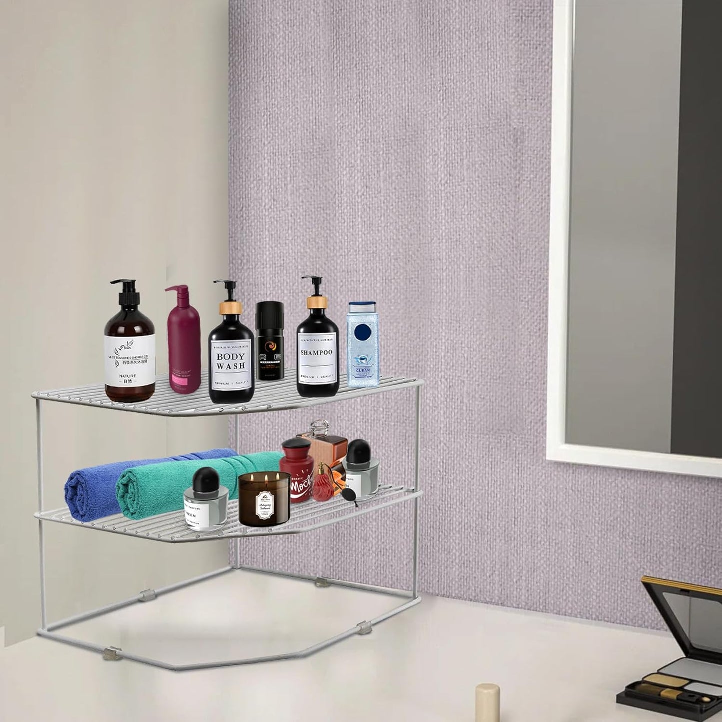 Multipurpose Stainless Steel Corner Shelf Rack – 25×25×30?cm, Chrome Finish