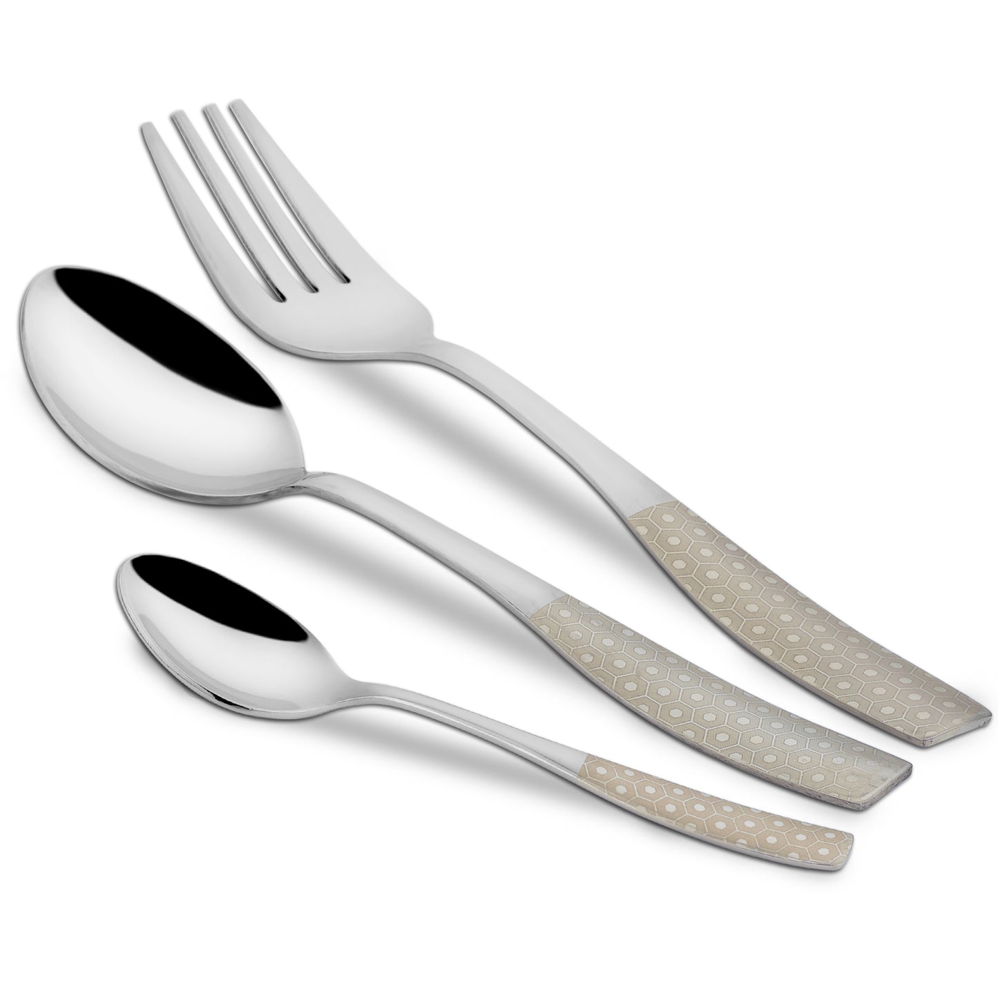 18 Pieces Stainless Steel Premium Cutlery Set - Spoons & Forks, Silver Dazzle Design
