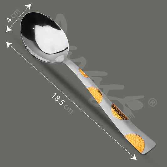 6-Piece Stainless Steel 24K Gold Spoon Set | 18.5cm Premium Large Spoons, Luxury Tableware & Gift, Moonpress Design