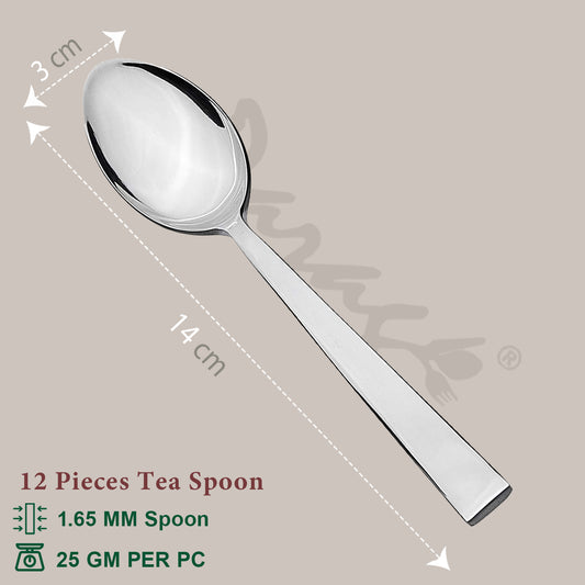 12-Piece Stainless Steel Tea Spoon Set | 14.5 cm Small Spoons for Tea, Coffee & Spices (1.8mm, Silver)