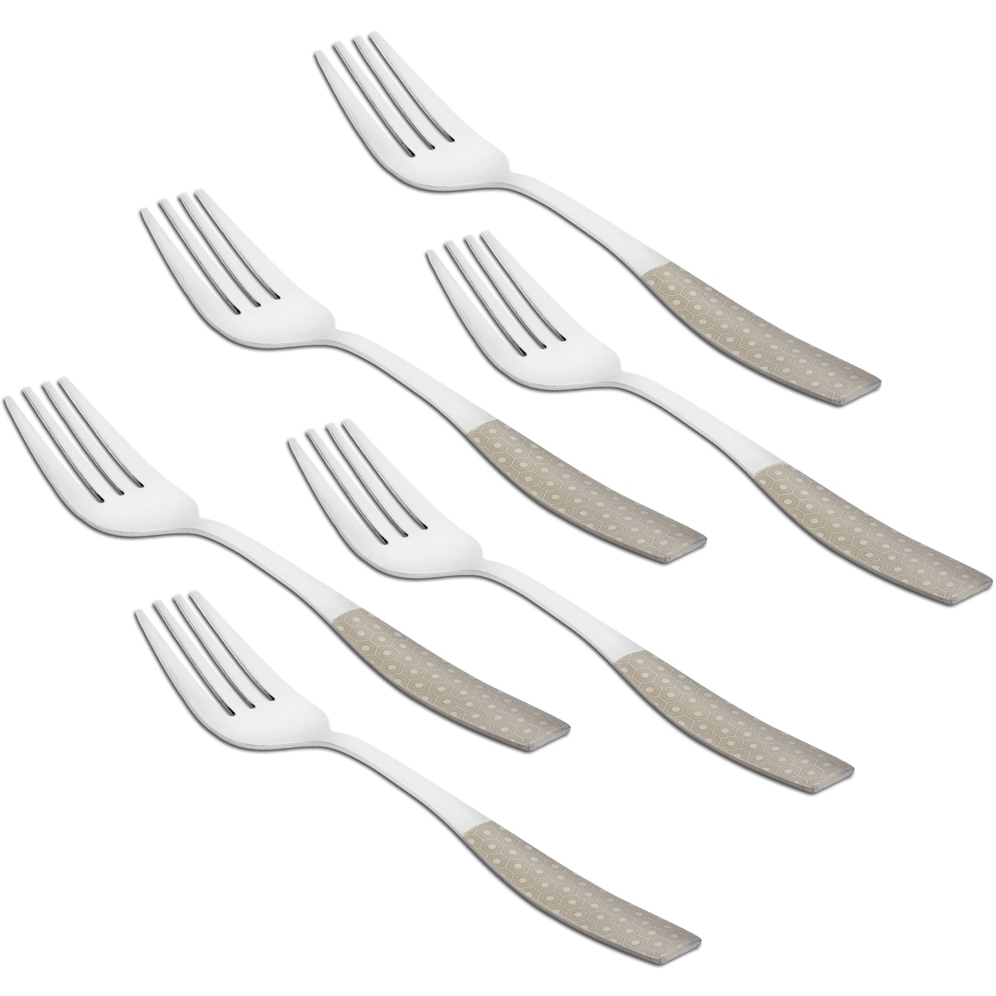 6 Pcs Stainless Steel Premium Table Fork Set - 19 cm Luxury Dining Tableware, Silver Cutlery Gift