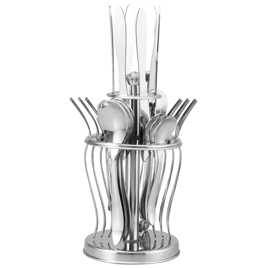 25 Pieces Jazz Premium Stainless Steel Cutlery Set - Spoons, Forks, Knives & Stand