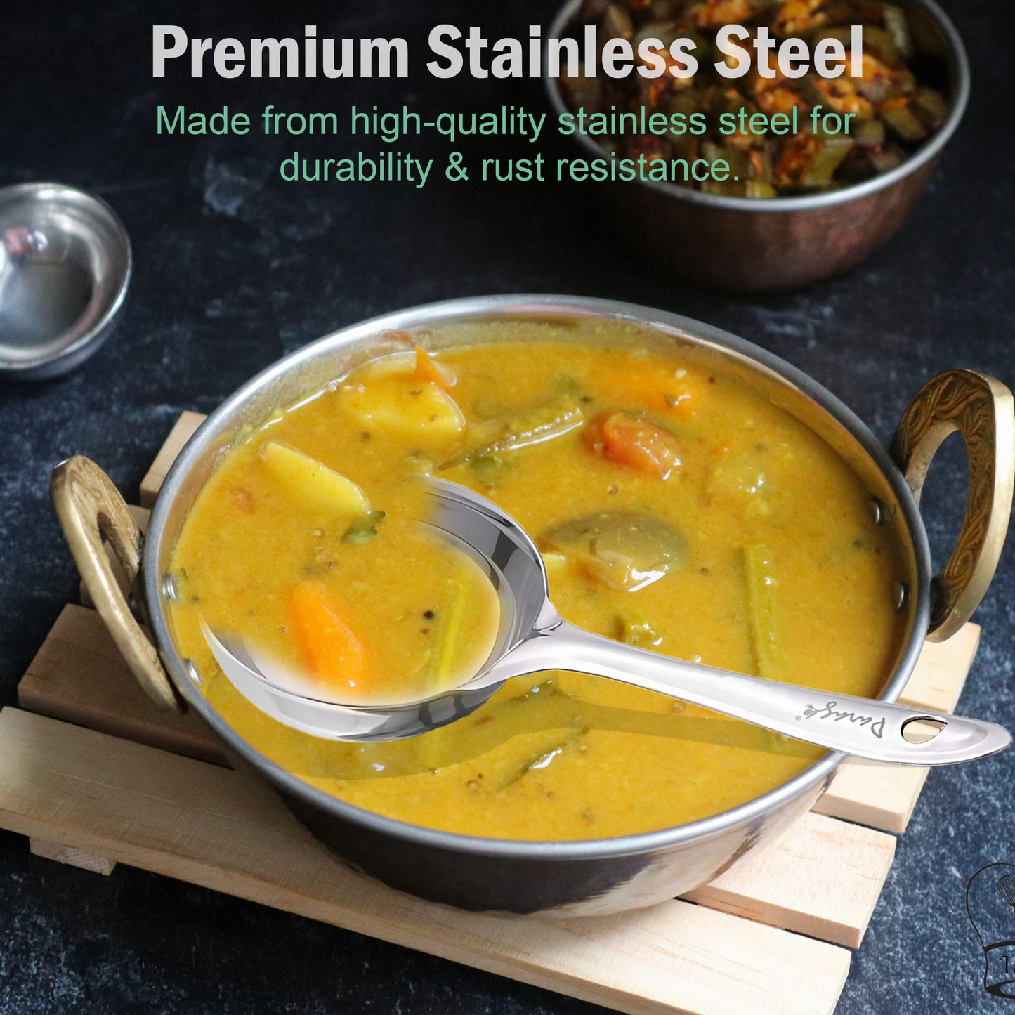Stainless Steel Dosa Ladle | 20.5cm Heavy Gauge Flat Base Spatula & Spoodle Spoon for Cooking, Silver Finish