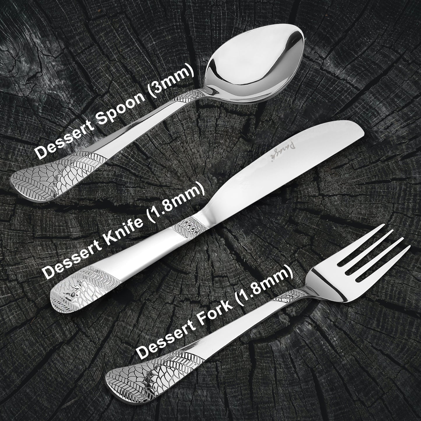 6pc Stainless Steel Knife Fork Spoon | 3mm Imperial | Silver