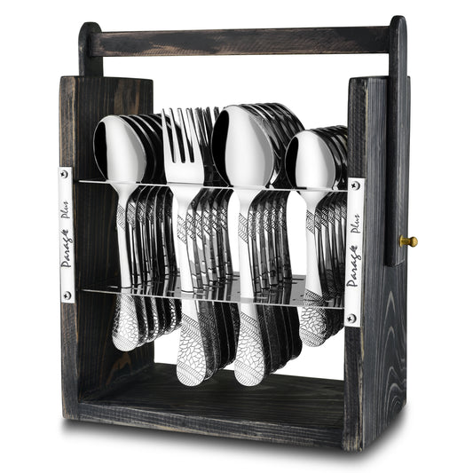 25-Piece Stainless Steel Imperial Cutlery Set | Includes 6 Tea Spoons, 6 Table Spoons, 6 Table Forks, 6 Dinner Spoons - Stylish Dining Set