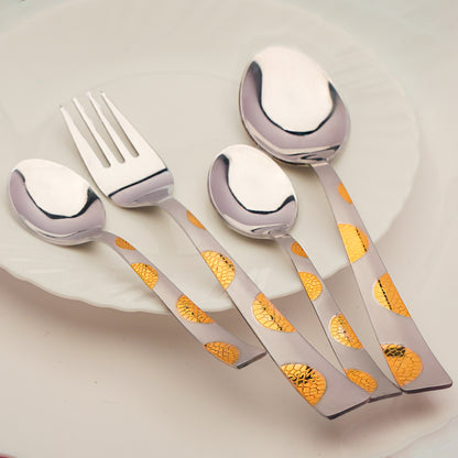 24pc Moonpress Stainless Steel 24k Gold Cutlery | Spoons Forks | Dining