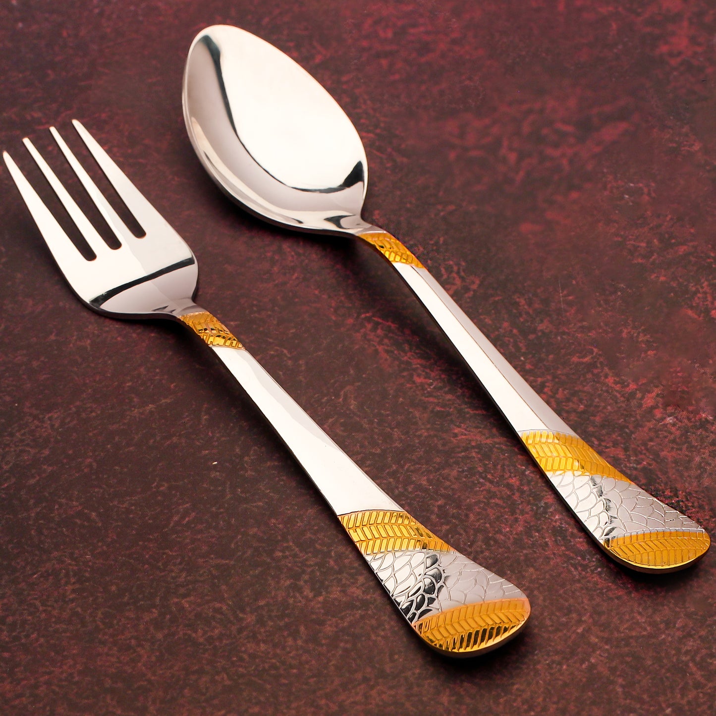 12pc Imperial Stainless Steel 24k Gold Cutlery | 18.5cm Spoons & Forks | Dining