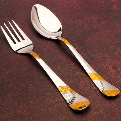 12pc Imperial Stainless Steel 24k Gold Cutlery | 18.5cm Spoons & Forks | Dining