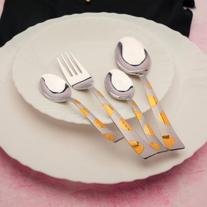 24pc Moonpress Stainless Steel 24k Gold Cutlery | Spoons Forks | Dining