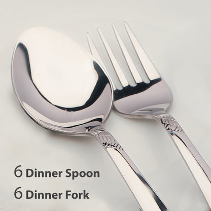 12pc Imperial Stainless Steel Cutlery | 16cm Silver Spoons & Forks | Dining