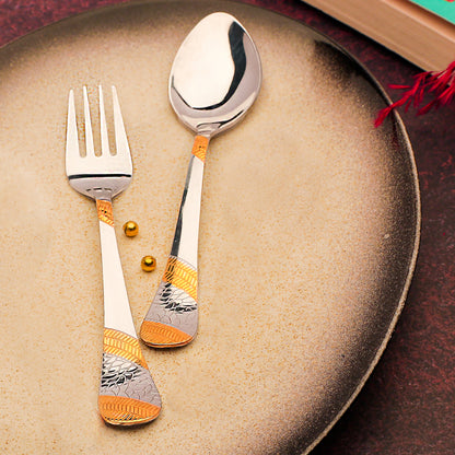 12pc Imperial Stainless Steel 24k Gold Cutlery | 18.5cm Spoons & Forks | Dining