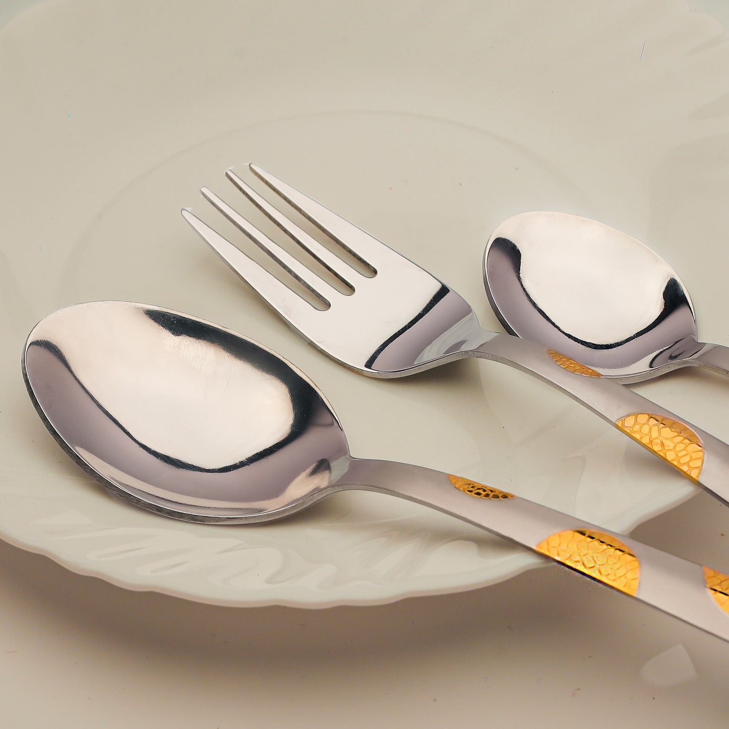 18pc Stainless Steel 24k Gold Cutlery | Moonpress Spoons Forks