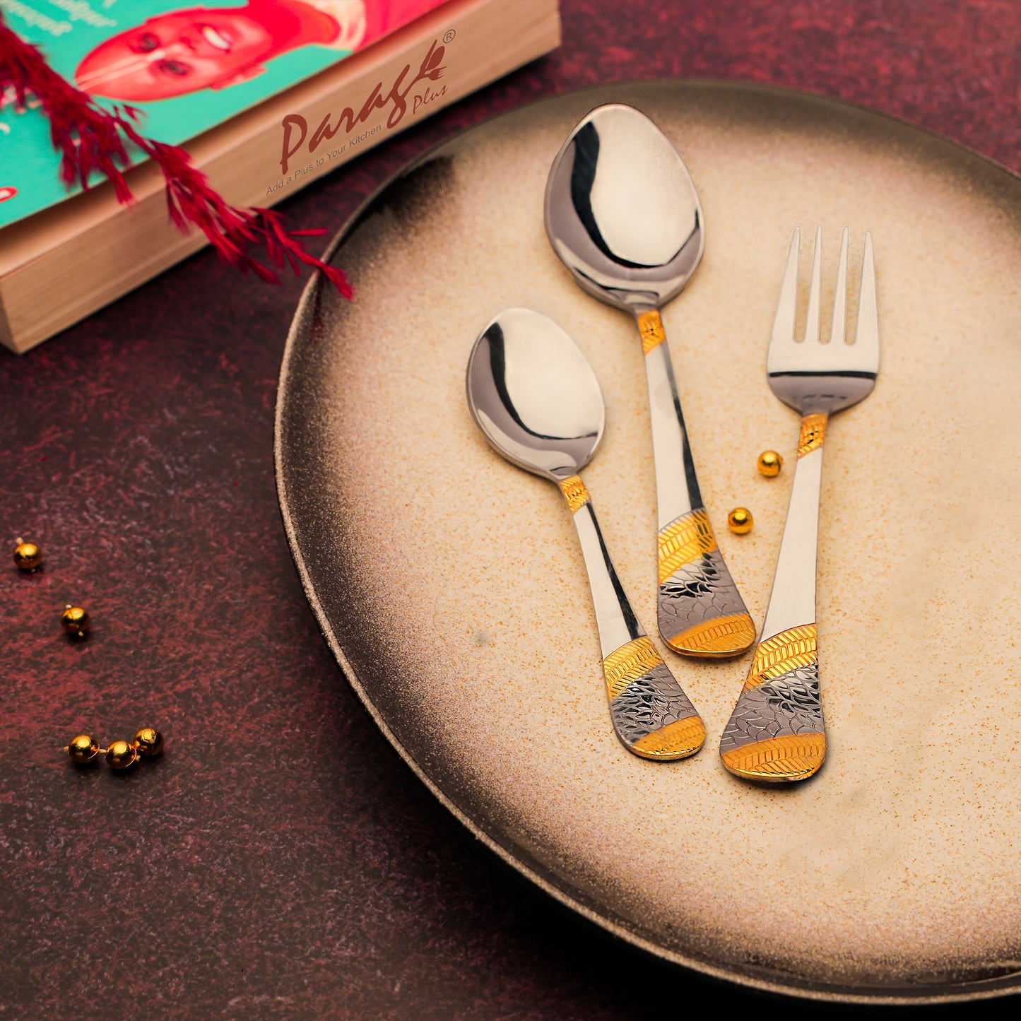 18pc Imperial Stainless Steel 24k Gold Cutlery | Spoons Forks Tea | Dining