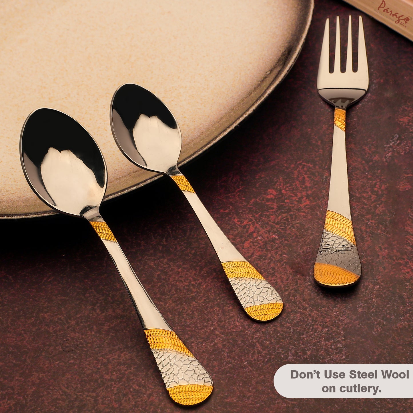 18pc Imperial Stainless Steel 24k Gold Cutlery | Spoons Forks Tea | Dining
