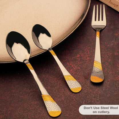 18pc Imperial Stainless Steel 24k Gold Cutlery | Spoons Forks Tea | Dining