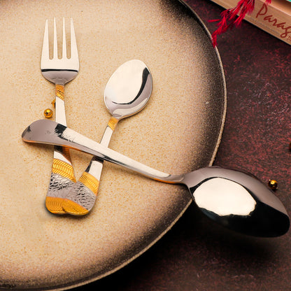18pc Imperial Stainless Steel 24k Gold Cutlery | Spoons Forks Tea | Dining