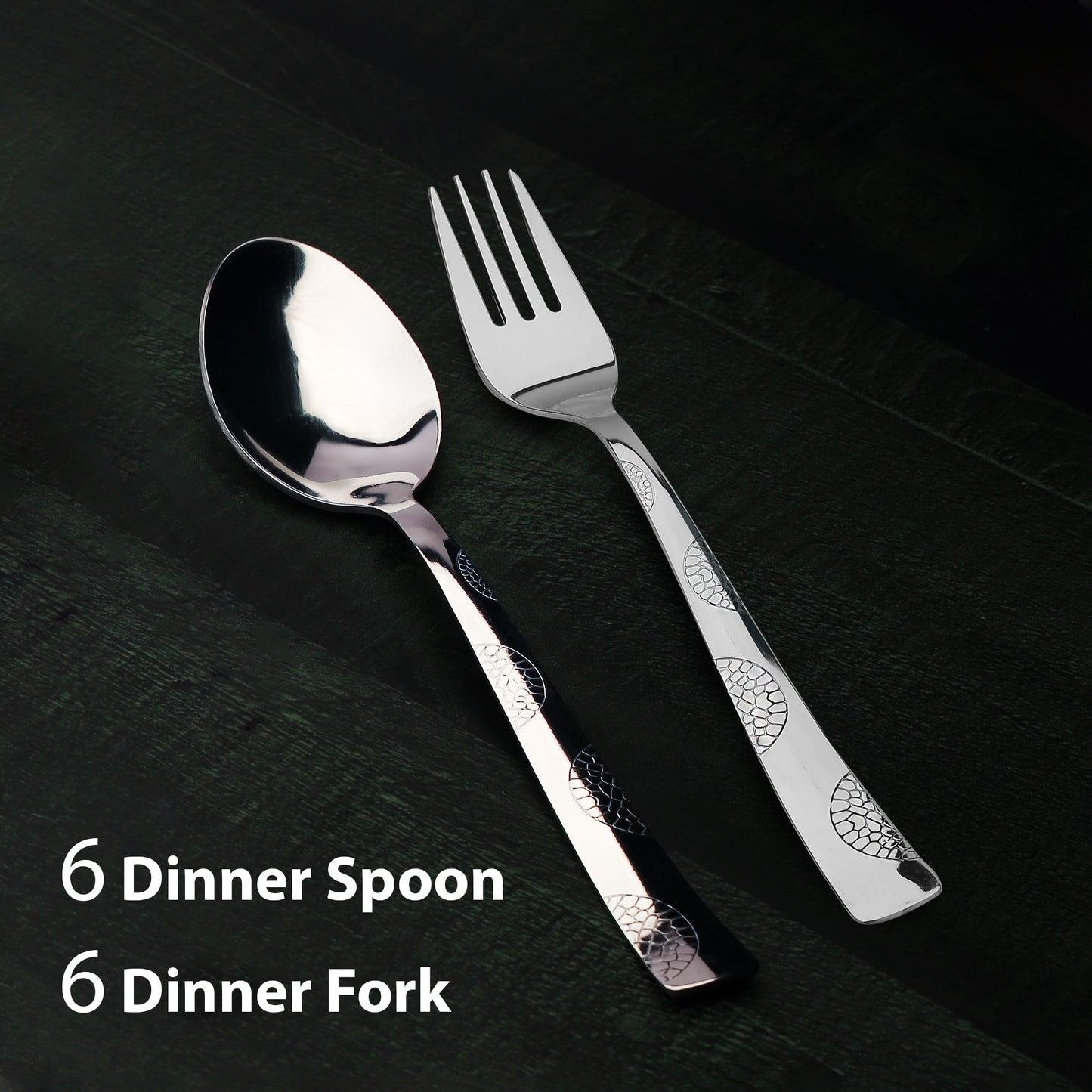 12pc Stainless Steel Cutlery | 16cm Moonpress Spoons & Forks | Silver