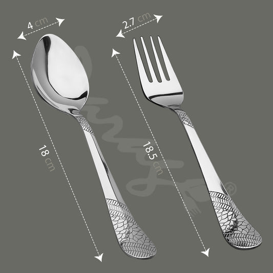 12pc Imperial Stainless Steel Cutlery | 18.5cm Spoons & Forks | Silver