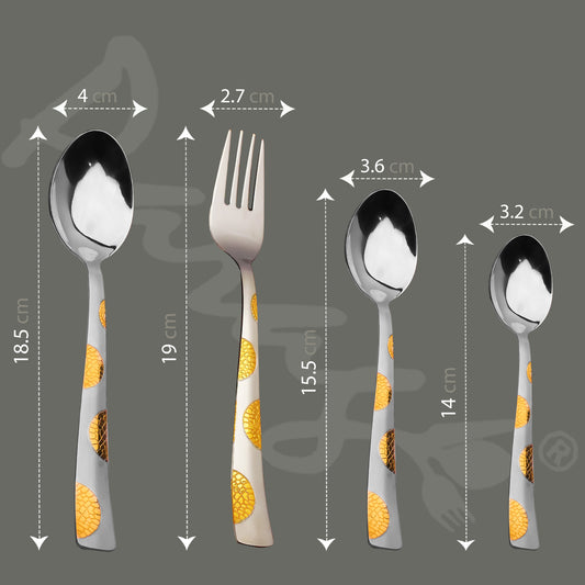 24pc Moonpress Stainless Steel 24k Gold Cutlery | Spoons Forks | Dining