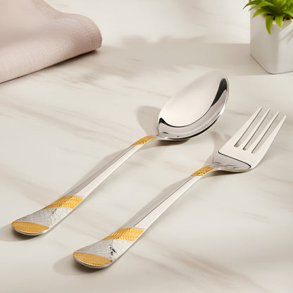 12pc Imperial Stainless Steel 24k Gold Cutlery | 18.5cm Spoons & Forks | Dining