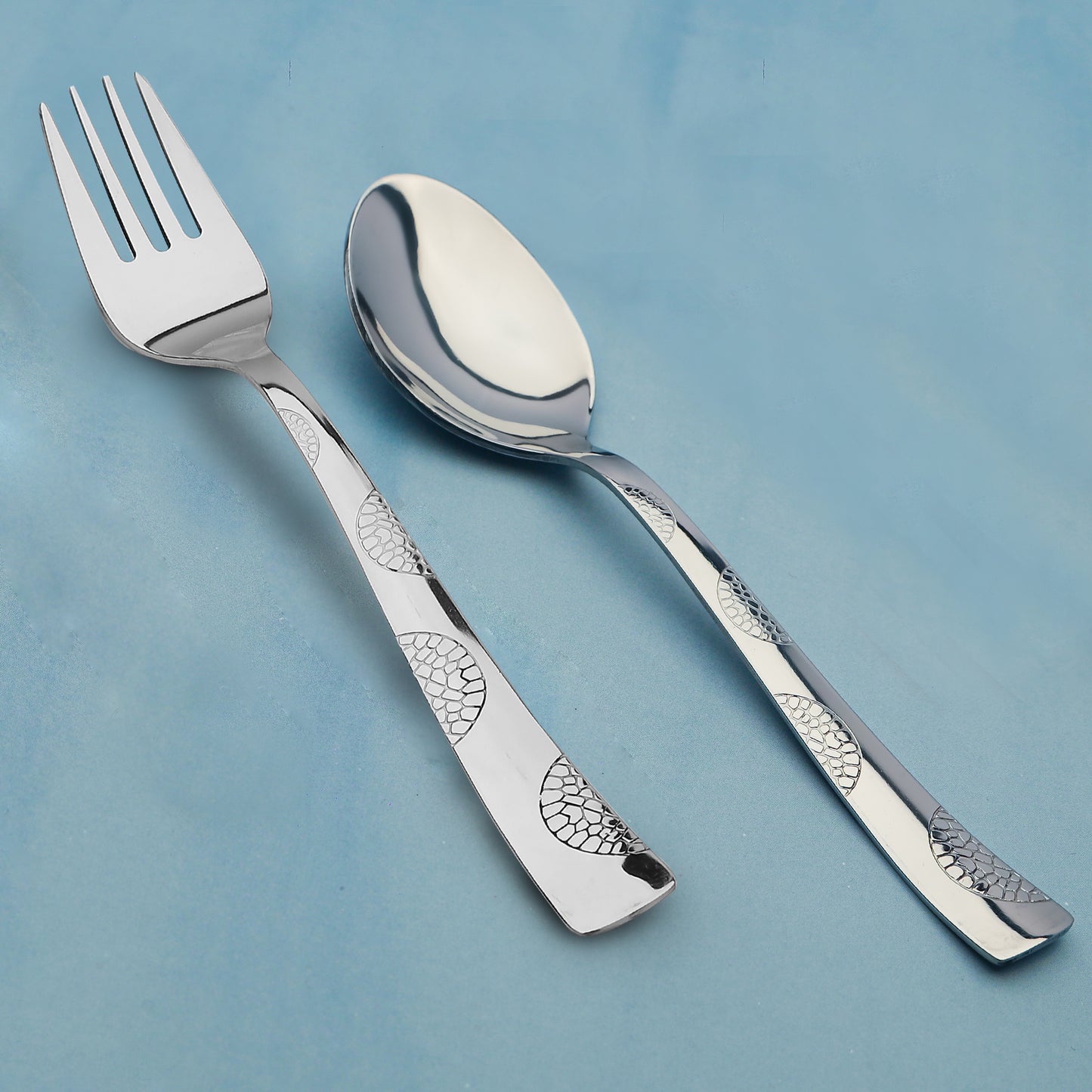 12pc Stainless Steel Cutlery | 16cm Moonpress Spoons & Forks | Silver