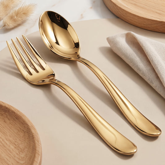 Parage Tiara Stainless Steel PVD Gold Spoon Fork Set of 12