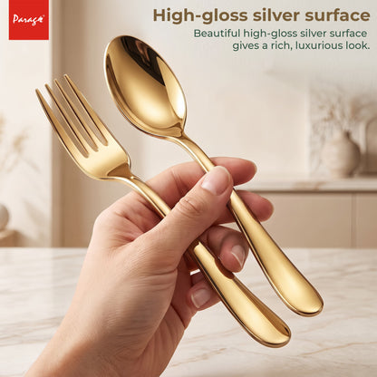 Parage Tiara Stainless Steel PVD Gold Spoon Fork Set of 12