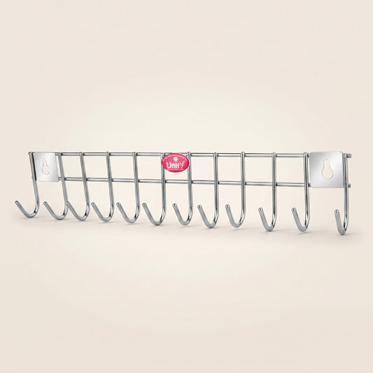 Wall Cloth Hanger | 12 Hook | Stainless Steel | Silver