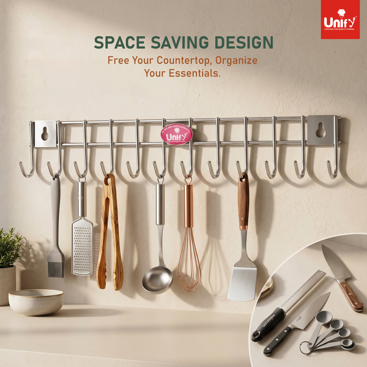 Wall Cloth Hanger 12 Hooks Stainless Steel Silver – Parage