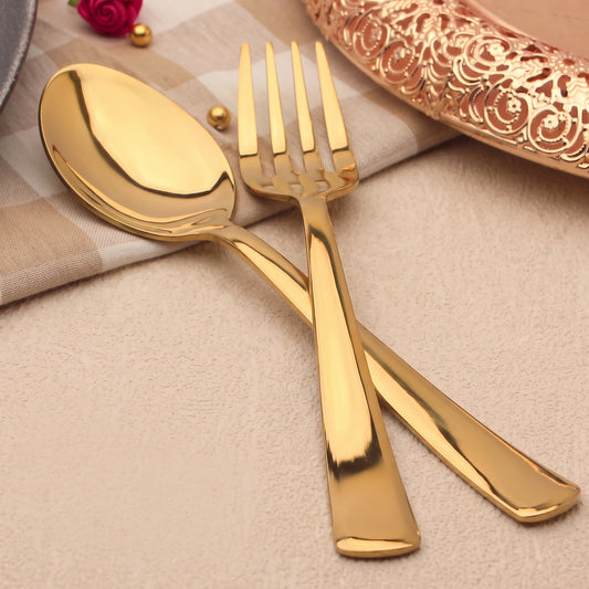 Cutlery Set | 16cm, 12pc | Stainless Steel | Golden | Elegant