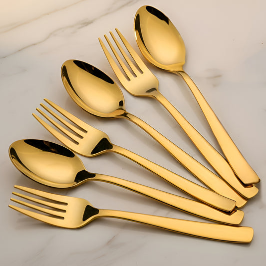 Cutlery Set | 16cm, 6 piece | Stainless Steel | Golden