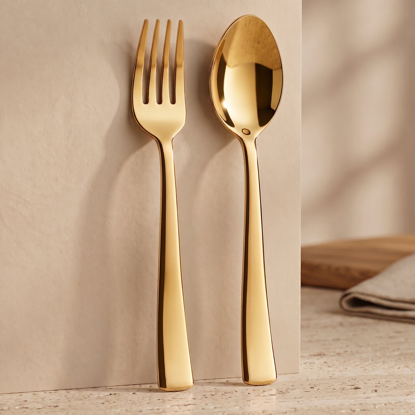 Cutlery Set | 19cm, 12pc | Stainless Steel | Golden | Elegant