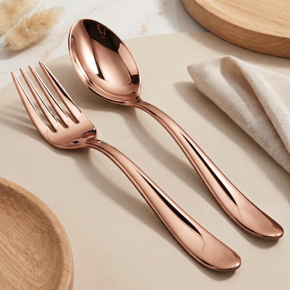 Parage Tiara Stainless Steel Rose Gold Spoon Fork Set of 12