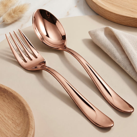 Parage Tiara Stainless Steel Rose Gold Spoon Fork Set of 12