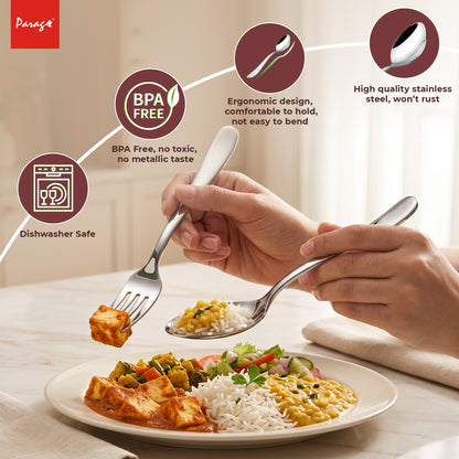 Tiara Stainless Steel Spoon Fork Set of 12, 6 Dinner Spoons 6 Dinner Forks with 2mm Thickness Heavy Gauge Cutlery Se – Parage
