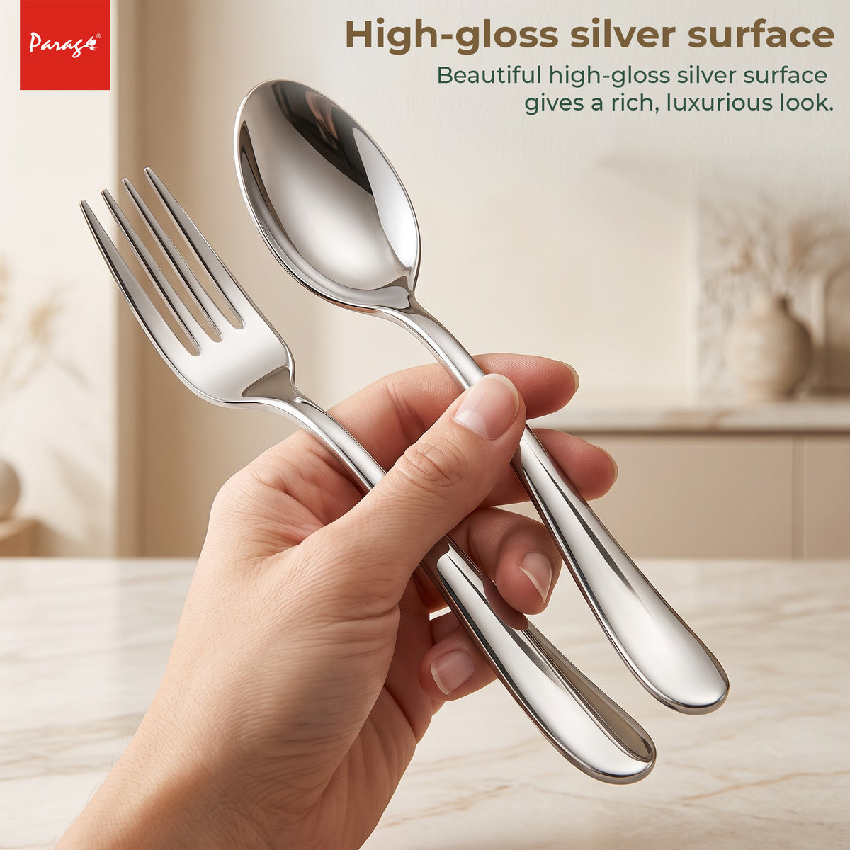 Tiara Stainless Steel Spoon Fork Set of 12, 6 Dinner Spoons 6 Dinner Forks with 2mm Thickness Heavy Gauge Cutlery Se – Parage