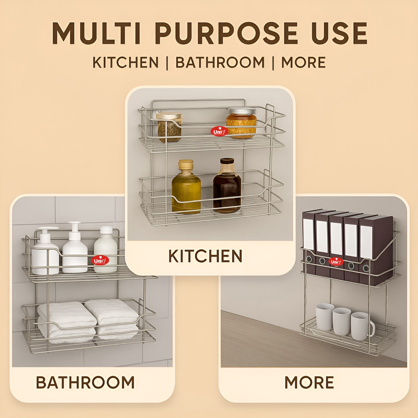 2 Tier Stainless Steel Kitchen Rack | Multipurpose Storage Shelf Silver
