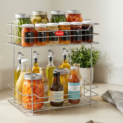 2 Tier Stainless Steel Kitchen Rack | Multipurpose Storage Shelf Silver