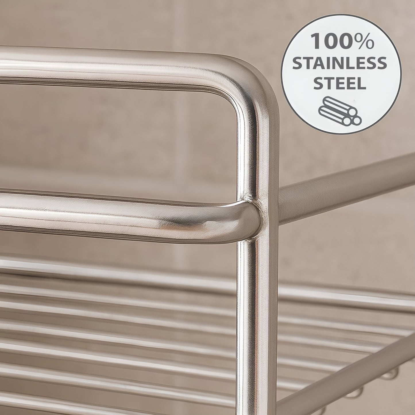 3 Tier Stainless Steel Kitchen Rack | Multipurpose Storage Shelf Silver