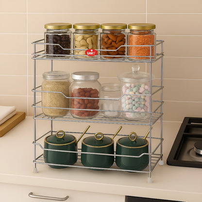 3 Tier Stainless Steel Kitchen Rack | Multipurpose Storage Shelf Silver