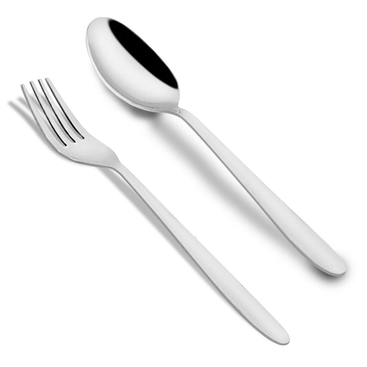 12 Pieces Stainless Steel Spoon & Fork Set | 6 Spoons + 6 Forks | Silver Sigma Design Tableware