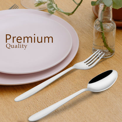 12 Pcs Stainless Steel Spoon & Fork Set | Sigma Design Cutlery Set for Home & Kitchen, Silver