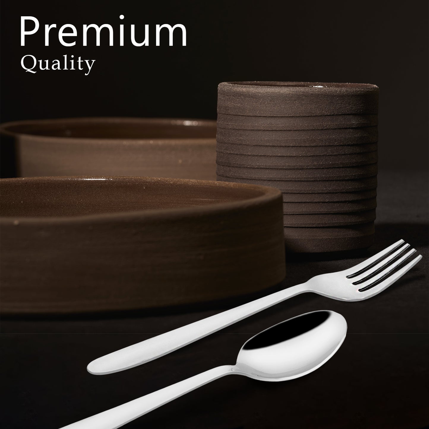 12 Pieces Stainless Steel Spoon & Fork Set | 6 Spoons + 6 Forks | Silver Sigma Design Tableware