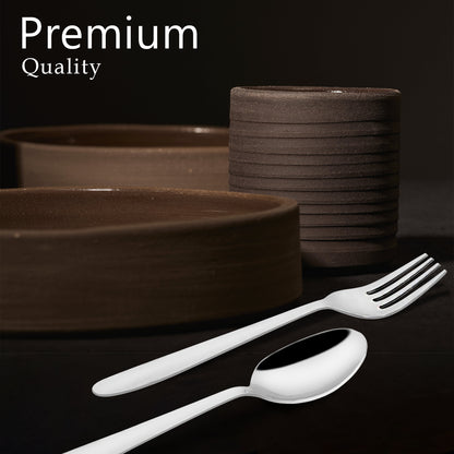 12 Pieces Stainless Steel Spoon & Fork Set | 6 Spoons + 6 Forks | Silver Sigma Design Tableware