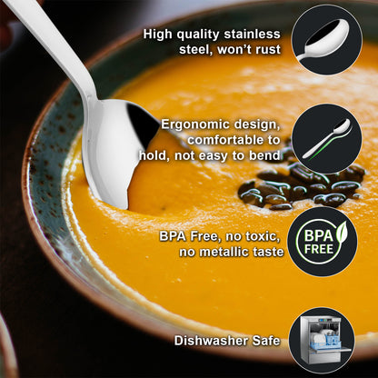 Stainless Steel Table Spoon Set of 12 | 18 cm Tea & Coffee Spoons for Home & Kitchen (Sigma)