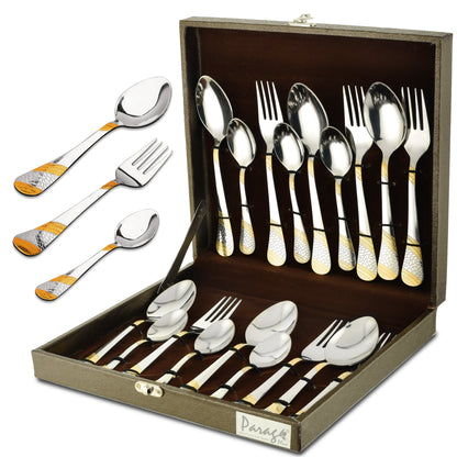 18pc Stainless Steel Golden Cutlery | Gift Box | Imperial
