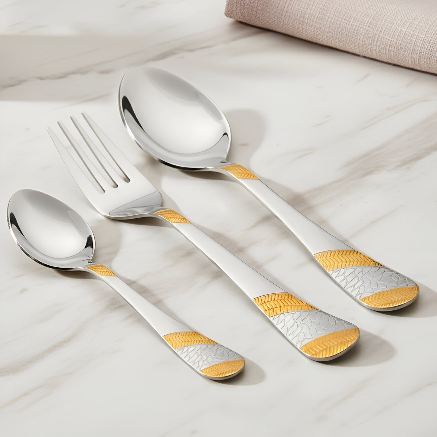 18pc Imperial Stainless Steel 24k Gold Cutlery | Spoons Forks Tea | Dining