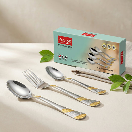 18pc Imperial Stainless Steel 24k Gold Cutlery | Spoons Forks Tea | Dining